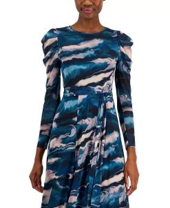 Anne Klein Women's Printed Puff-Sleeve Maxi Dress 8 Anne Klein Women's Printed Puff-Sleeve Maxi Dress -Anne Klein Sales Store 23220206 fpx