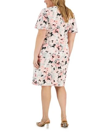 Kasper Plus Size Floral-Print Flutter-Sleeve Boat-Neck Sheath Dress 2 Kasper Plus Size Floral-Print Flutter-Sleeve Boat-Neck Sheath Dress - Image 2