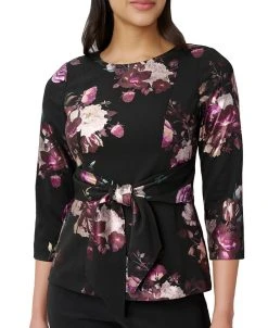 Adrianna Papell Women's Floral-Print 3/4-Sleeve Top