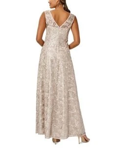 Alternative view of Adrianna Papell Women's Sequined Lace Boat-Neck Gown