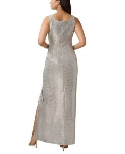 Alternative view of Adrianna Papell Women's Metallic Ruched Square-Neck Gown