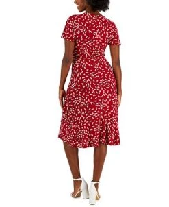 Alternative view of Kasper Women's Dahlia Dot-Print V-Neck Flutter-Sleeve Dress