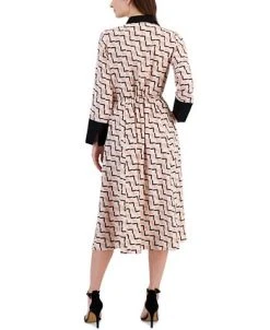 Alternative view of Anne Klein Women's Printed Drawstring Long-Sleeve Dress, Created For Macy's