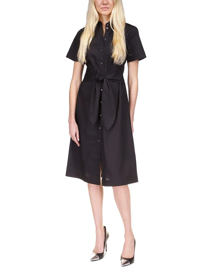 Michael Kors Women's Cotton Poplin Tie-Front Dress, Regular & Petite 1 Michael Kors Women's Cotton Poplin Tie-Front Dress, Regular & Petite