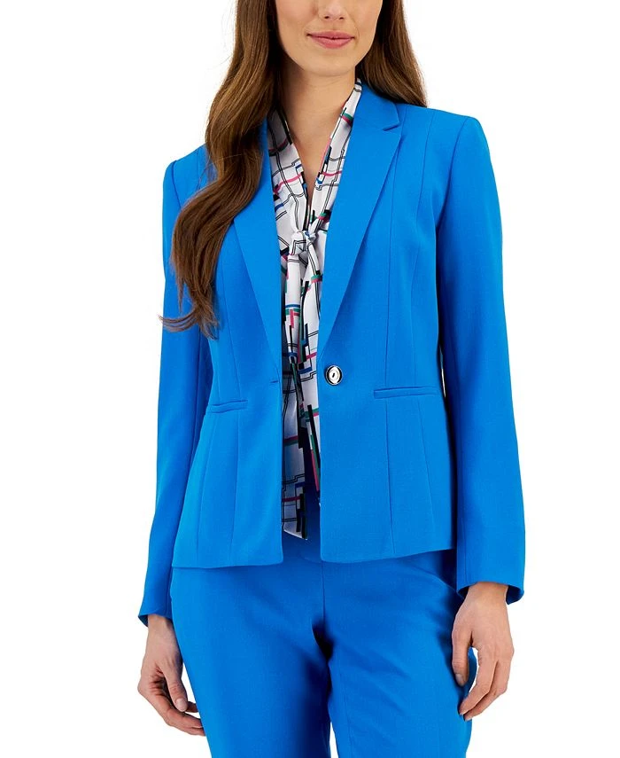 Kasper Crepe One-Button Blazer 1 Kasper Crepe One-Button Blazer