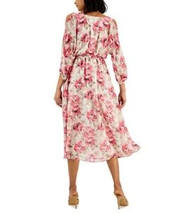 Alternative view of Anne Klein Women's Printed Cold-Shoulder Midi Dress