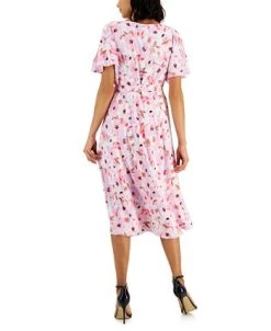 Alternative view of Anne Klein Women's Printed Slit-Shoulder Tie-Waist Dress