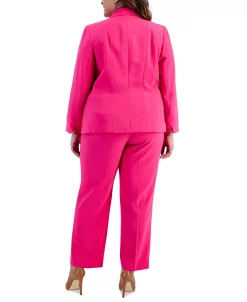 Alternative view of Kasper Plus Size One-Button Blazer, Printed Tie-Front Blouse, & Mid-Rise Ankle Pant
