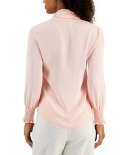 Alternative view of Anne Klein Women's Chiffon Smocked-Cuff Bow Blouse