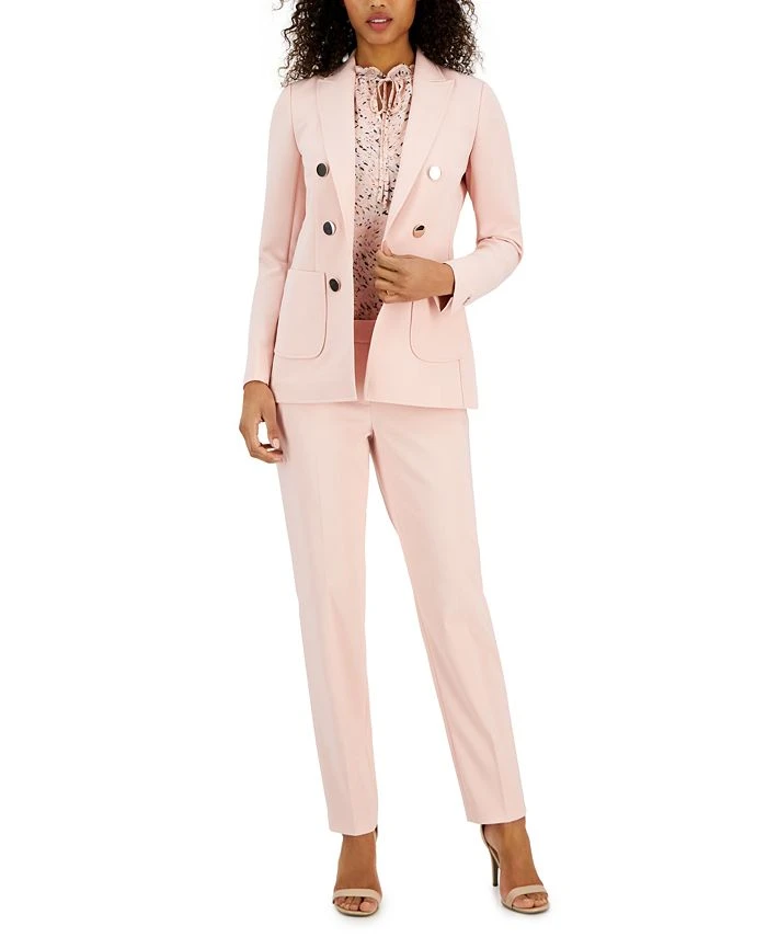 Anne Klein Faux Double Breasted Blazer, Printed Chiffon Blouse, And Bowie Pants 1 Anne Klein Faux Double Breasted Blazer, Printed Chiffon Blouse, And Bowie Pants