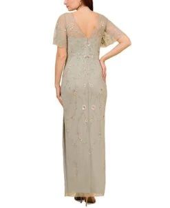 Alternative view of Adrianna Papell Women's Beaded Flutter-Sleeve Gown