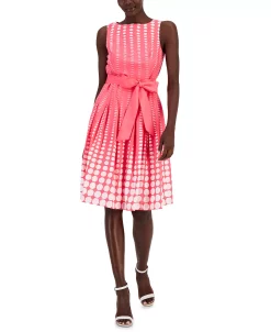 Anne Klein Women's Cotton Dot-Print Fit & Flare Belted Dress 13 Anne Klein Women's Cotton Dot-Print Fit & Flare Belted Dress -Anne Klein Sales Store 23719927 fpx