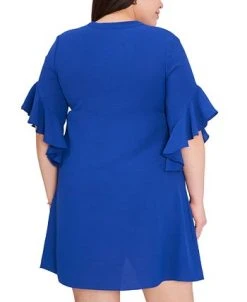 Alternative view of Vince Camuto Plus Size 3/4-Sleeve Ruffle-Cuff Dress