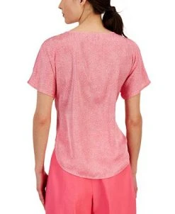 Alternative view of Anne Klein Women's Dot-Print Bateau-Neckline Short-Sleeve Blouse
