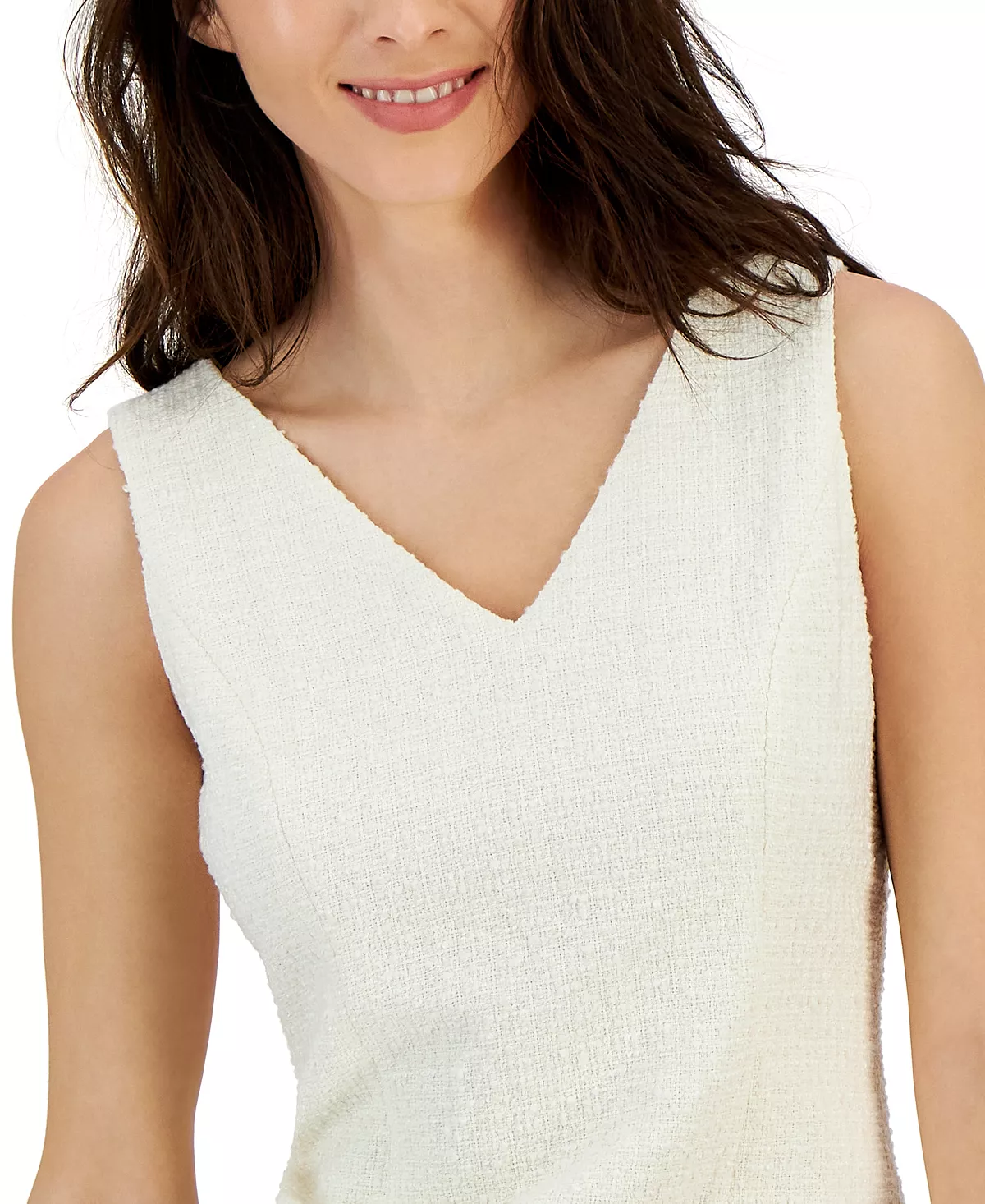 Anne Klein Women's Tweed Sleeveless V-Neck Sheath Dress 4 Anne Klein Women's Tweed Sleeveless V-Neck Sheath Dress - Image 4