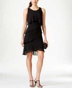 SL Fashions Tiered Chiffon Dress