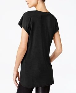 Alternative view of Bar III V-Neck Mixed-Media Mesh Top, Regular & Petite, Created For Macy's